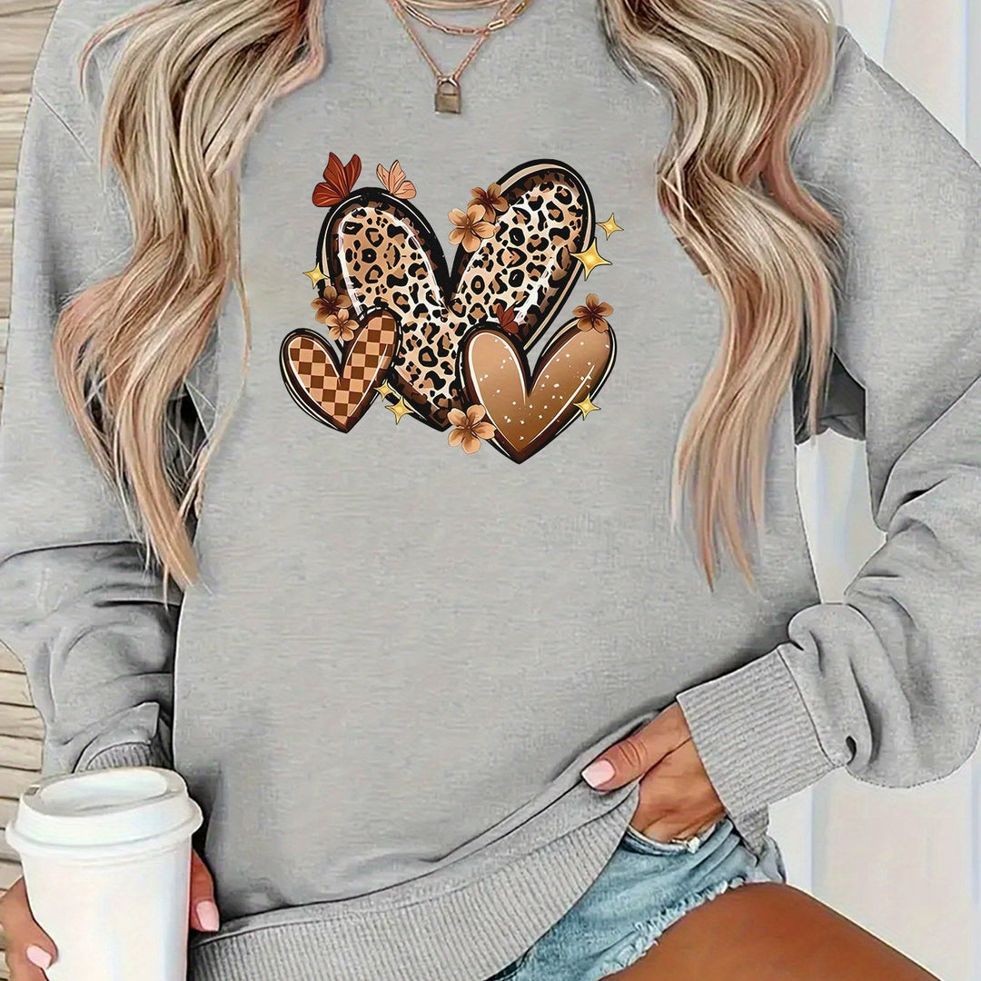 Sweatshirt pour femmes avec des motifs de cœur attrayants Chic & Stil