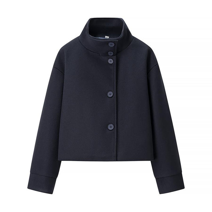 Short elegant jacket for women with a stand-up collar and trendy button details Lune London