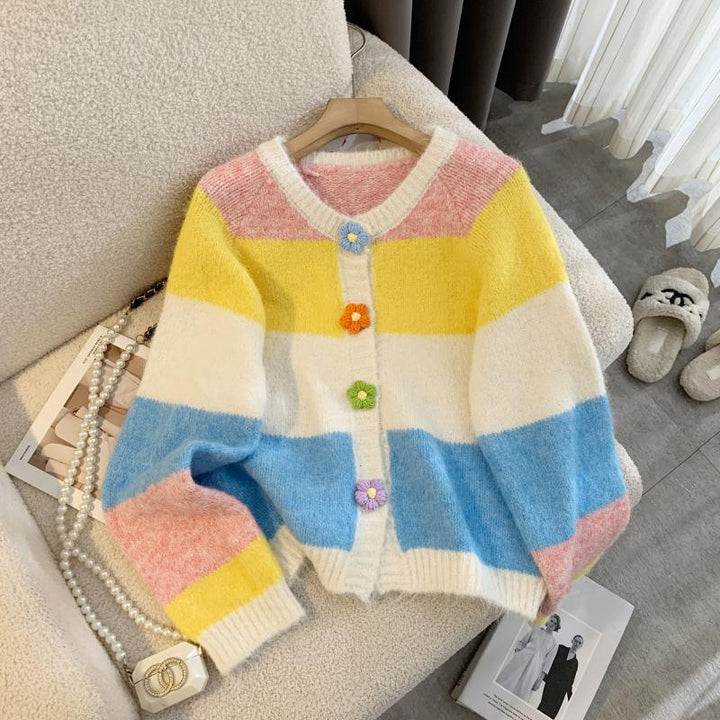 Cardigan pour femme avec des détails de boutons colorés et une coupe décontractée Chic & Stil