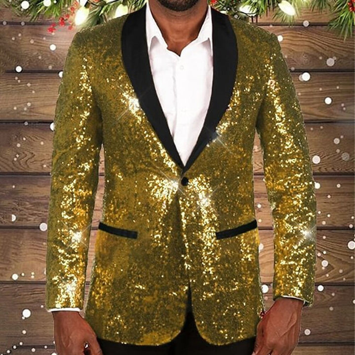 Men's Glittering Sequin Blazer with Black Lapel Lune London