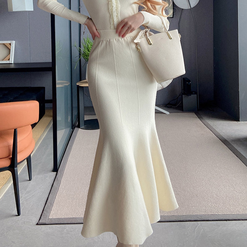 Jupe midi évasée élégante pour femme en tricot fin Chic & Stil