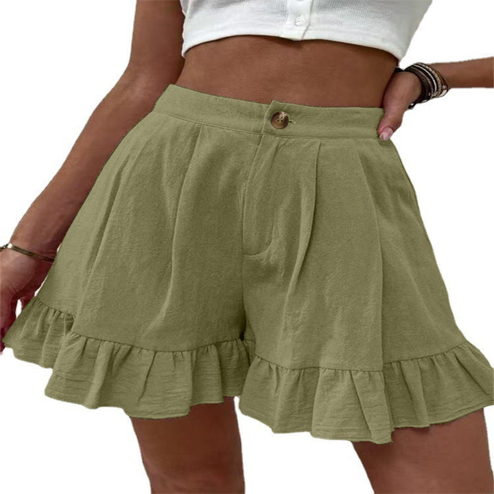 Ruffled shorts for women with elastic waistband and side pockets Lune London