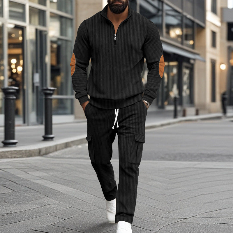 Fashionable men's leisure suit with structured tops and practical cargo pants Lune London