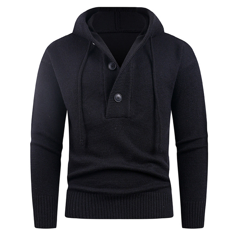 Trendy men's sweater with high collar and functional buttons Lune London