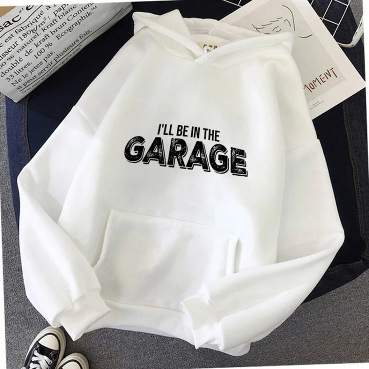 Womens Hoodie with Creative Garage Motif Chic & Stil