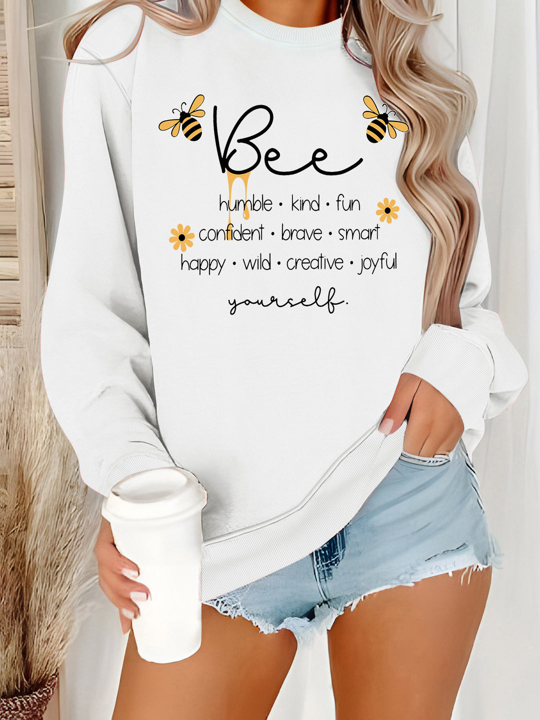 Sweat à capuche pour femmes avec motif d'abeille inspirant et affirmations positives Chic & Stil