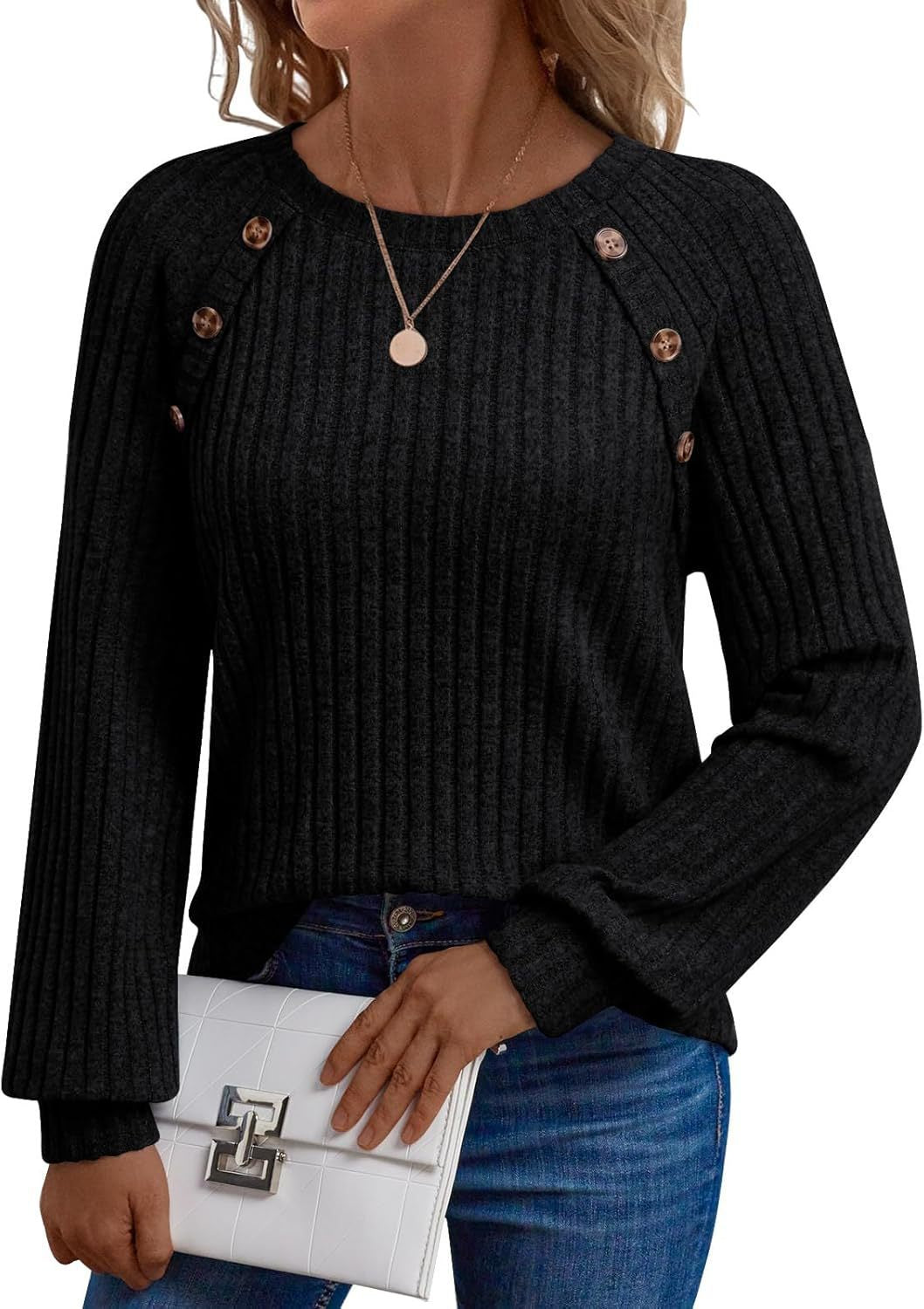 Casual knitted sweater for women with stylish button details Lune London