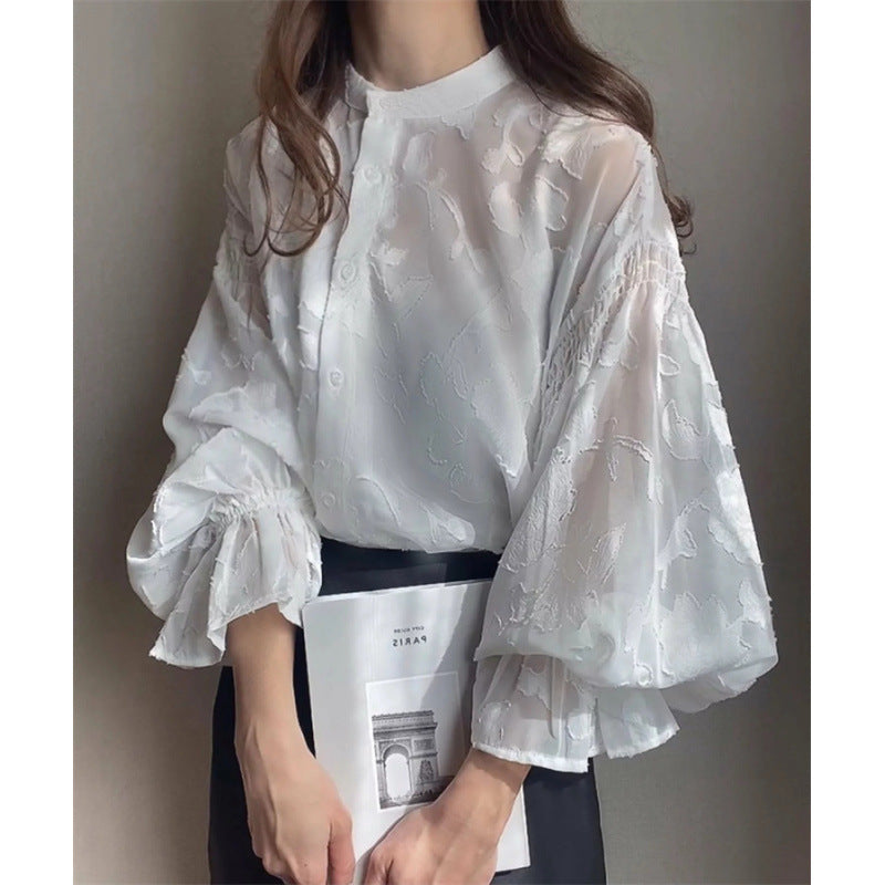 Women Embroidered Floral Transparent Blouse Lune London