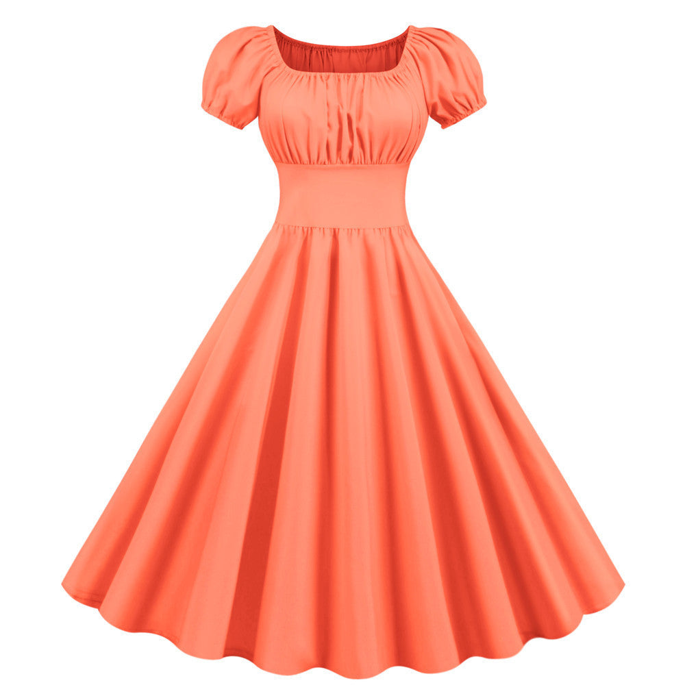 A-line dress for women with puff sleeves and a belt Lune London