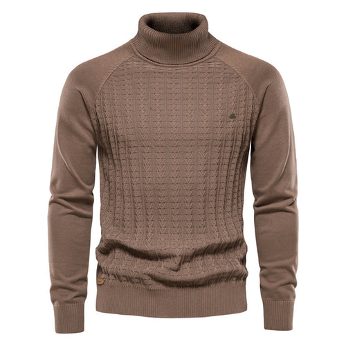 Knit sweater for men with trendy high collar and textured design Lune London