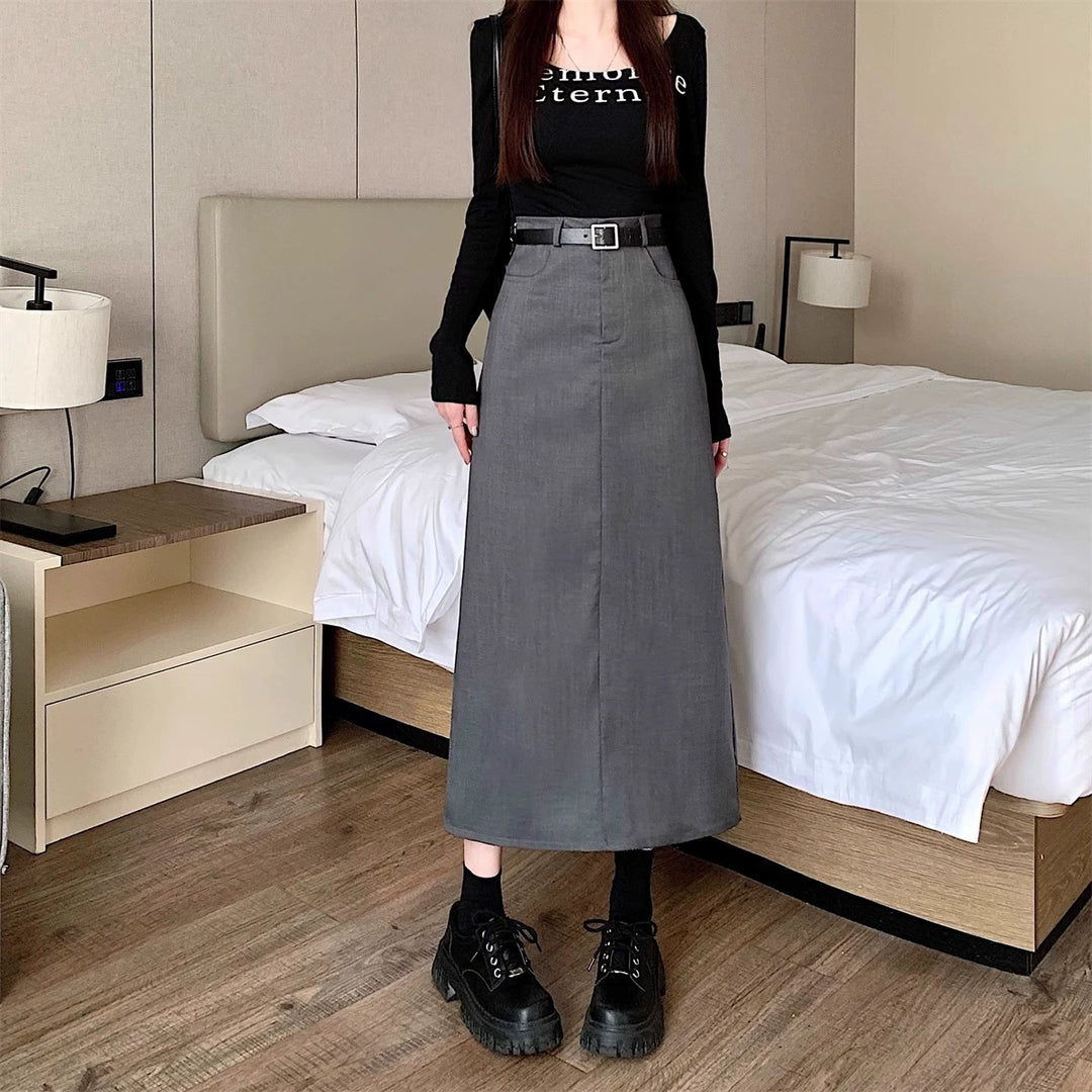 Jupe maxi élégante pour femmes avec taille haute et poches latérales Chic & Stil