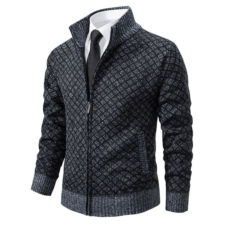 Zip jacket for men with modern diamond pattern Lune London
