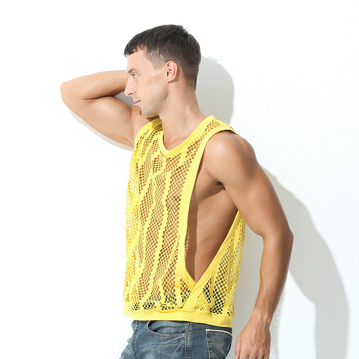 Men Breathable Mesh Tank Top with Racerback Design Lune London