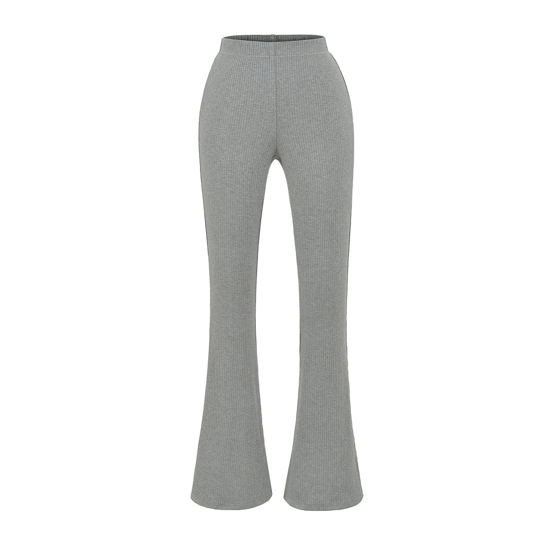 Elegant flared pants for women with a high waist and fine rib design Lune London