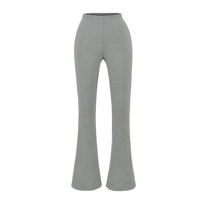 Elegant flared pants for women with a high waist and fine rib design Lune London