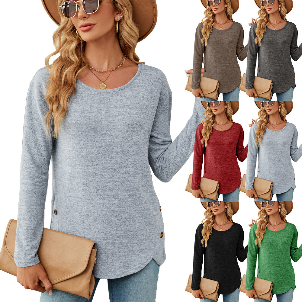 Women casual long sleeve top with modern button details Lune London