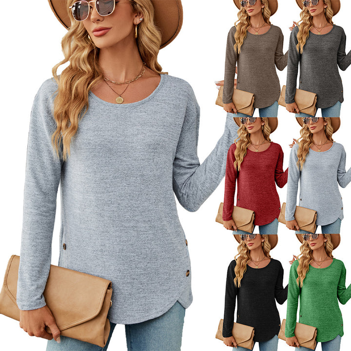 Women casual long sleeve top with modern button details Lune London