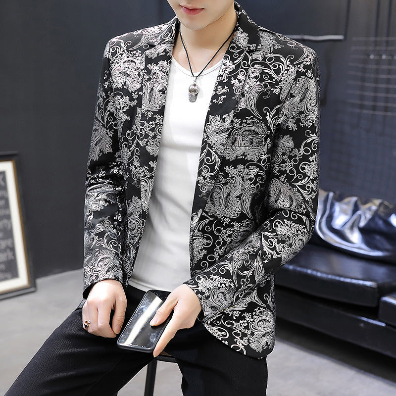 Men's Elegant Smoking Jacket with Floral Jacquard Pattern Lune London