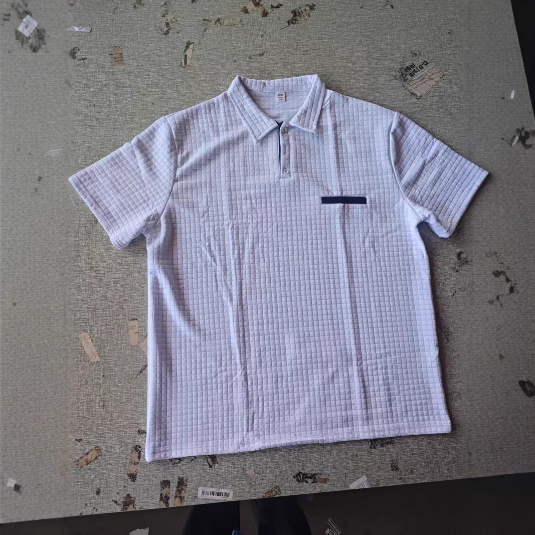 Men's short sleeve structured cotton polo with modern Lune London design