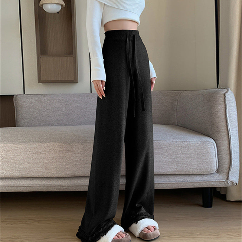 Ladies Elegant and Comfortable High-Waisted Pants with Stylish Fringes Lune London