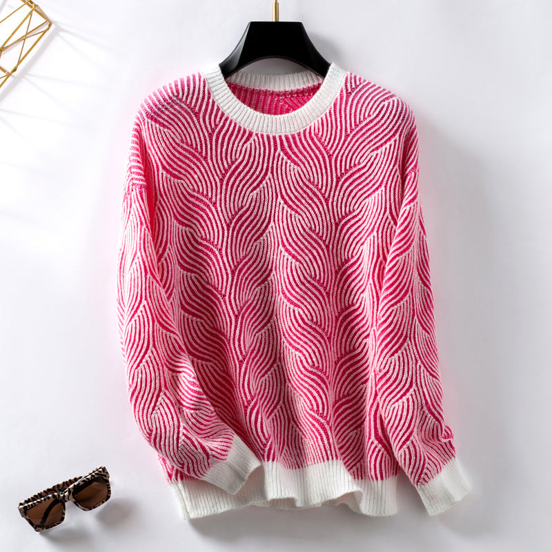 Knitted sweater for women with modern wave pattern Lune London