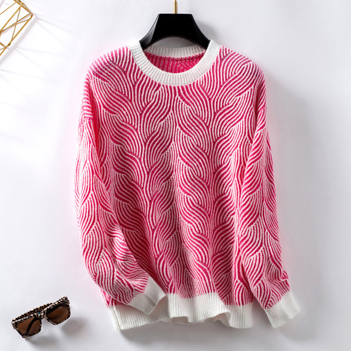 Knitted sweater for women with modern wave pattern Lune London