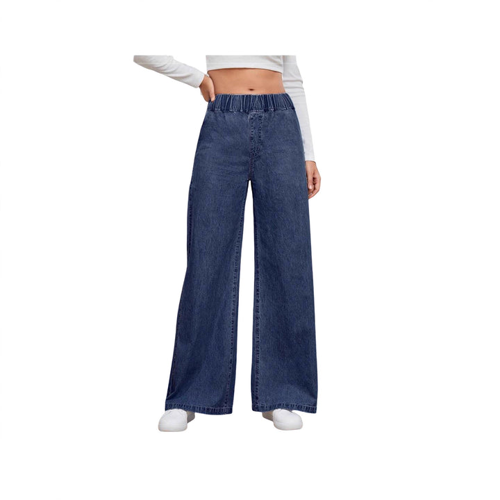 Women's wide High-Waist Jeans with elastic waistband and elegant cut Lune London