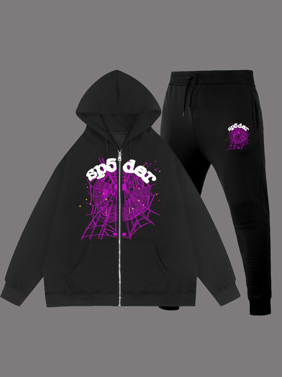 Hooded jacket and jogger pants set for women with a striking woven design Lune London