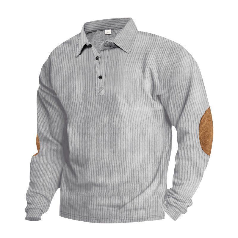 Men Casual Corded Sweater with Leather Trim Lune London