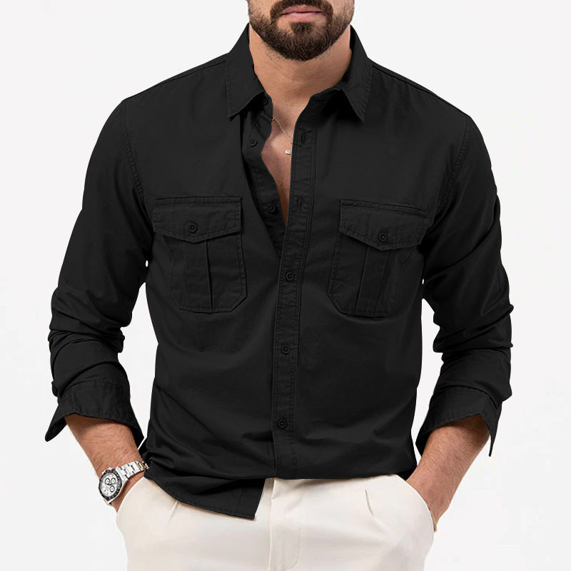 Men's long sleeve shirt with chest pockets and modern fit Lune London