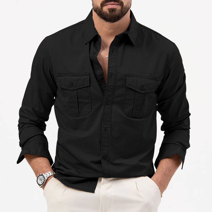 Men's long sleeve shirt with chest pockets and modern fit Lune London