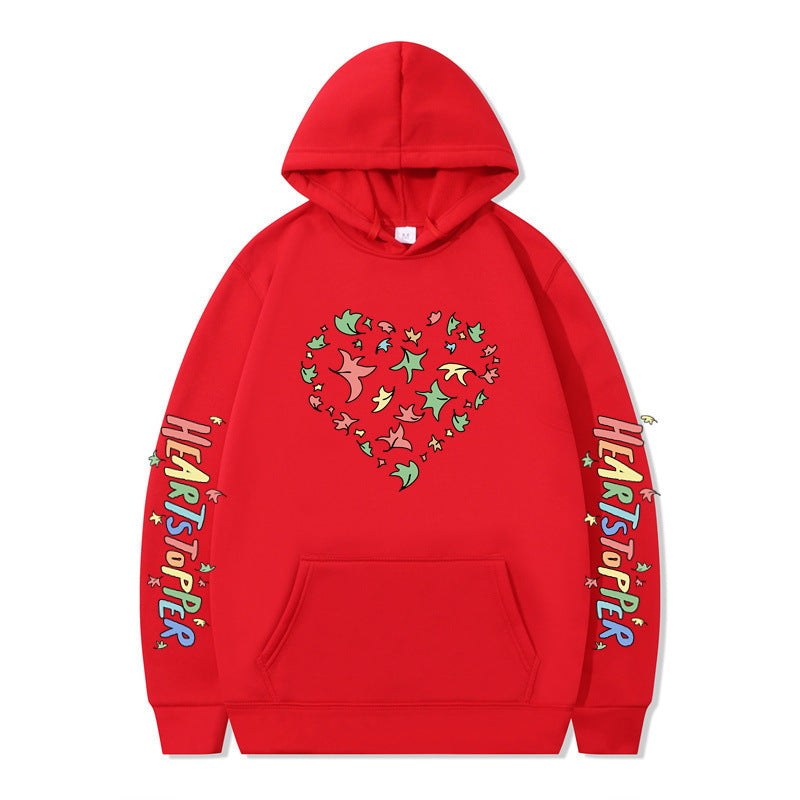 Women's hoodie with creative heart and leaf design Lune London