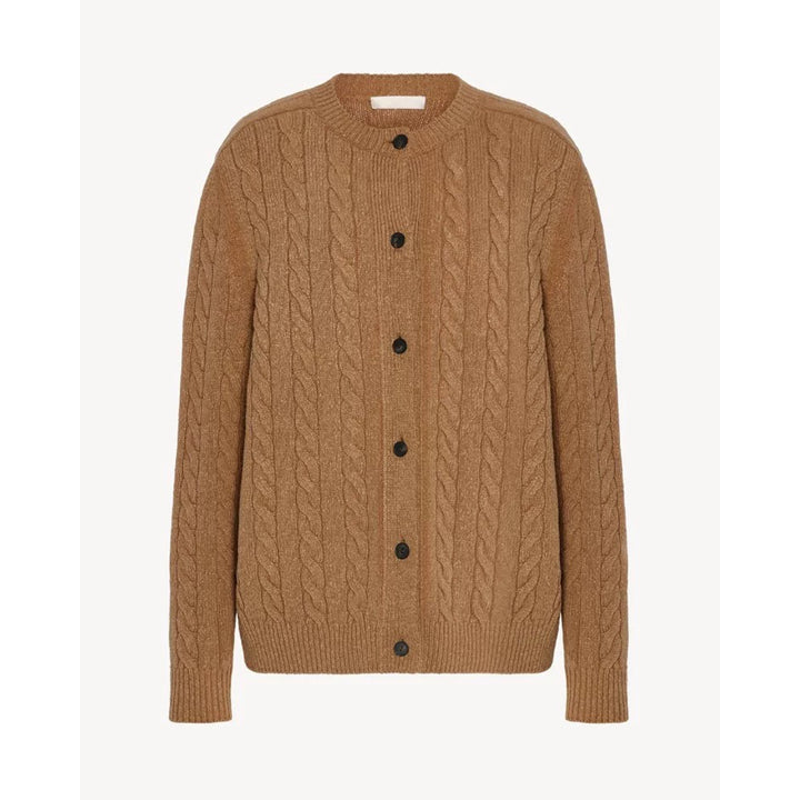 Sweater women with complex braid pattern and continuous buttoning Lune London