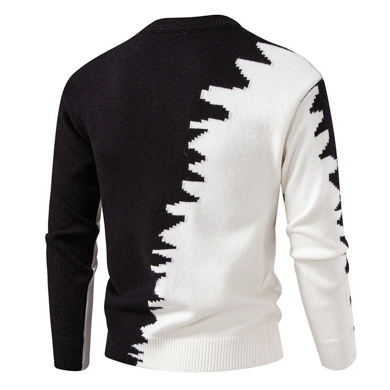 Men's knitted sweater with an asymmetrical colorful design and high comfort Lune London