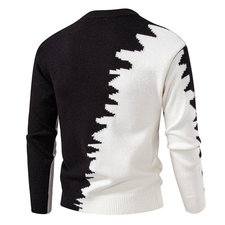 Men's knitted sweater with an asymmetrical colorful design and high comfort Lune London