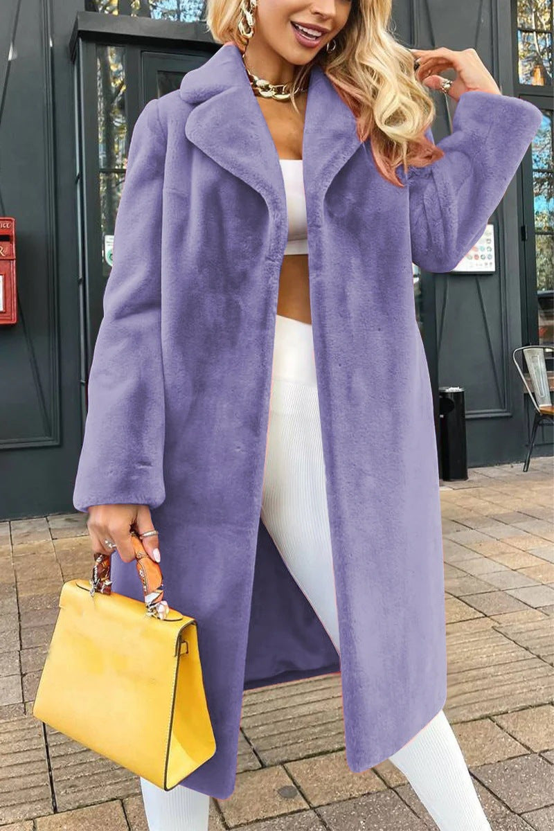 Fleece coat for women with a loose fit and large lapels Lune London