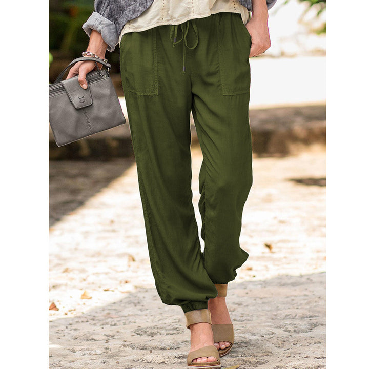 Ladies Comfortable Summer Pants with Elastic Waist and Practical Pockets Lune London