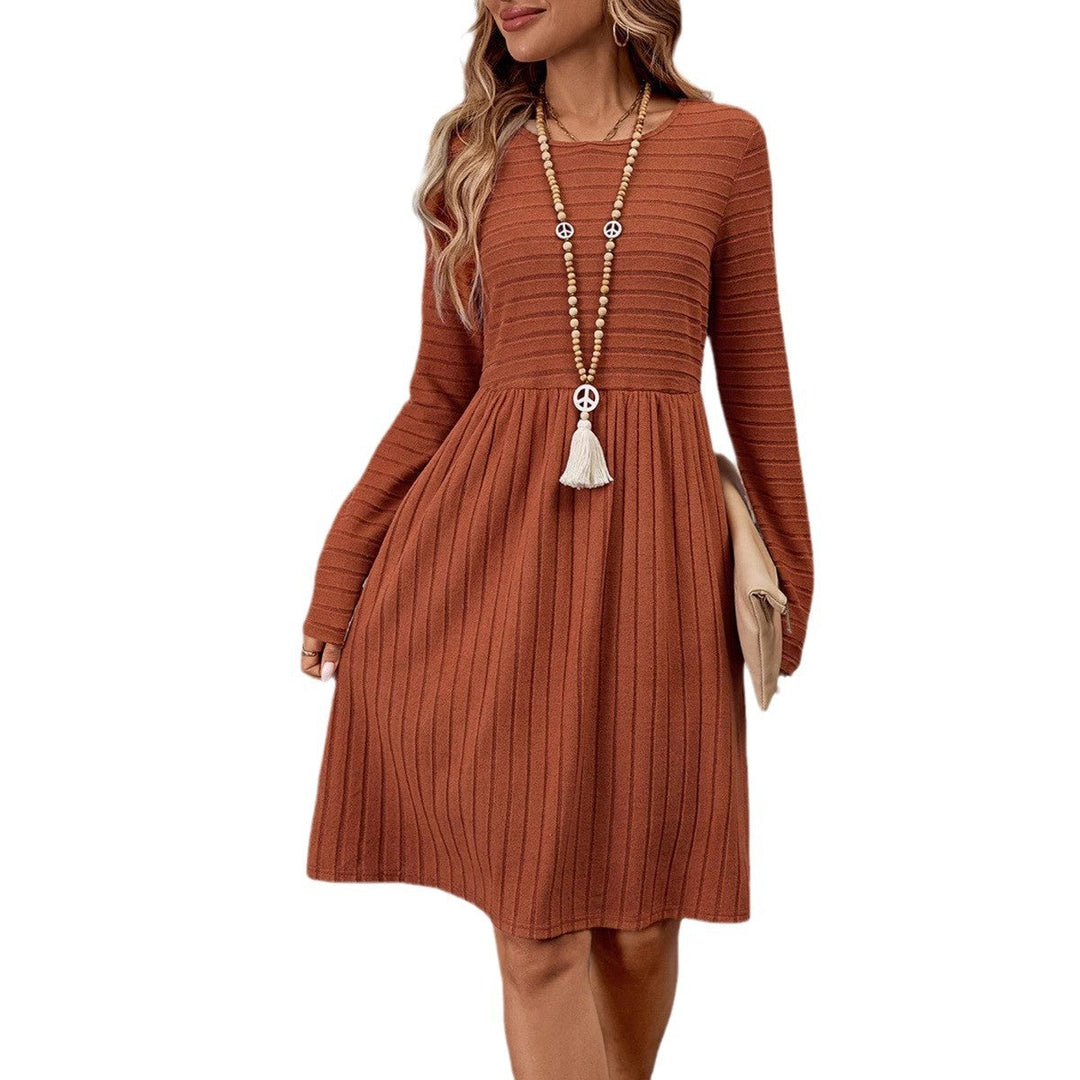 Ladies' Knitted Dress with Long Sleeves and Flattering Waist Cut Lune London
