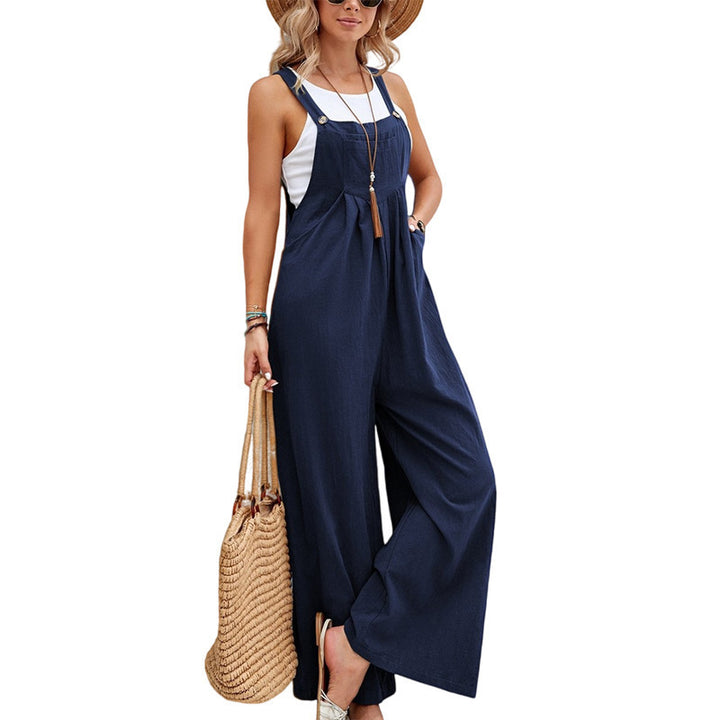 Ladies casual jumpsuit with wide legs and adjustable straps Lune London