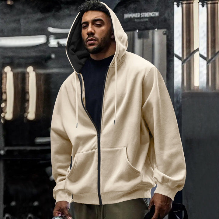 Hooded jacket for men with high-quality zipper and practical kangaroo pocket Lune London