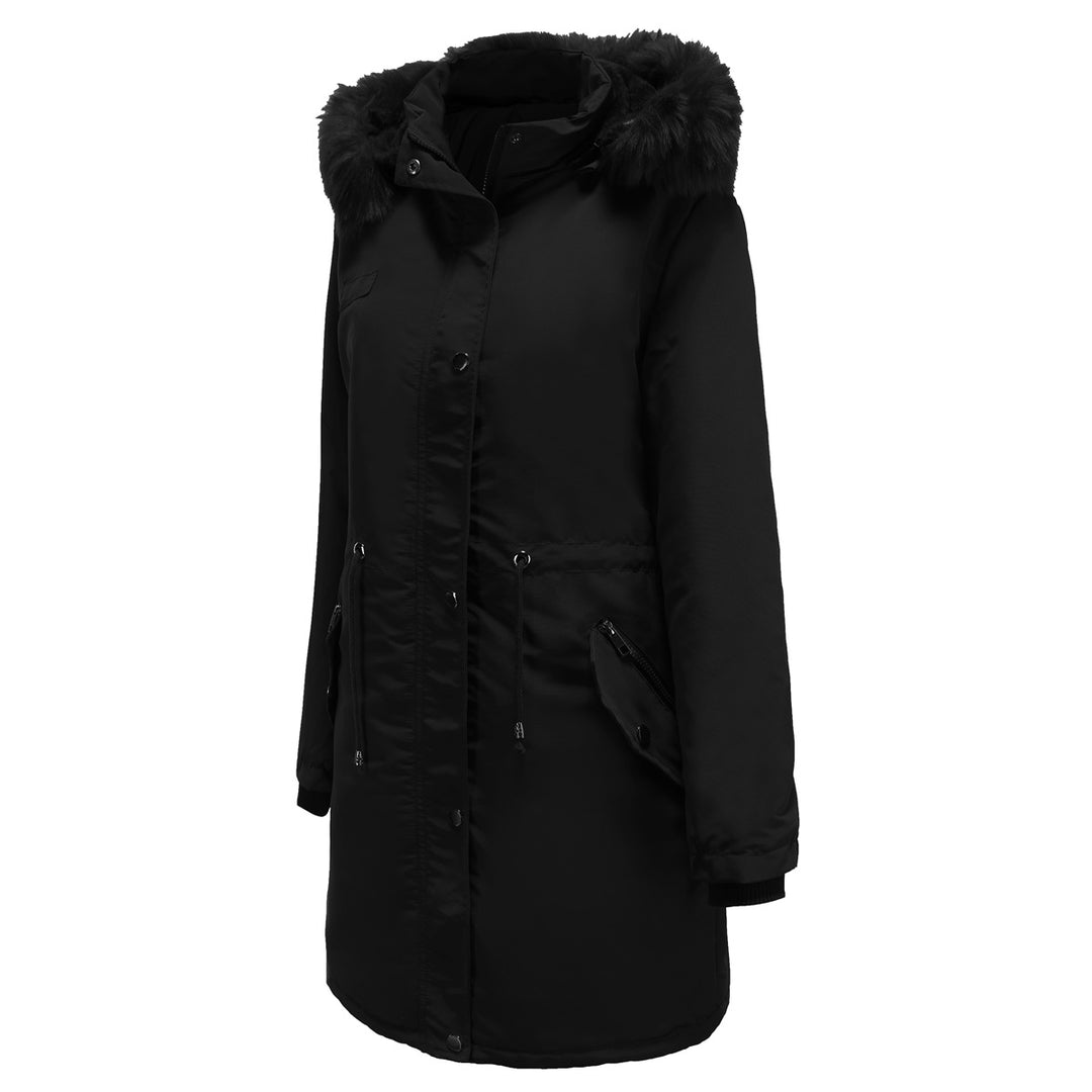 Ladies park jacket with removable faux fur collar and zippered side pockets Lune London