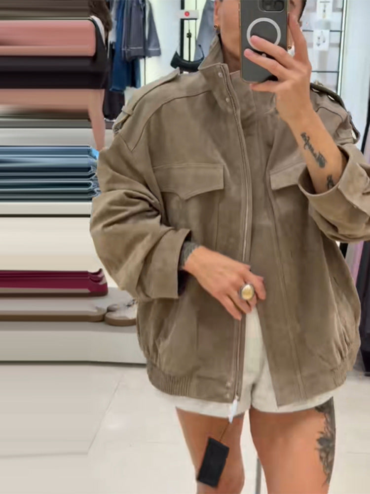 Veste en suède surdimensionnée élégante et confortable pour femmes Chic & Stil