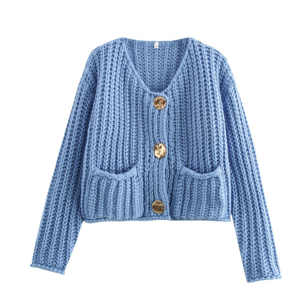 Knit jacket for women with decorative buttons and side pockets Lune London