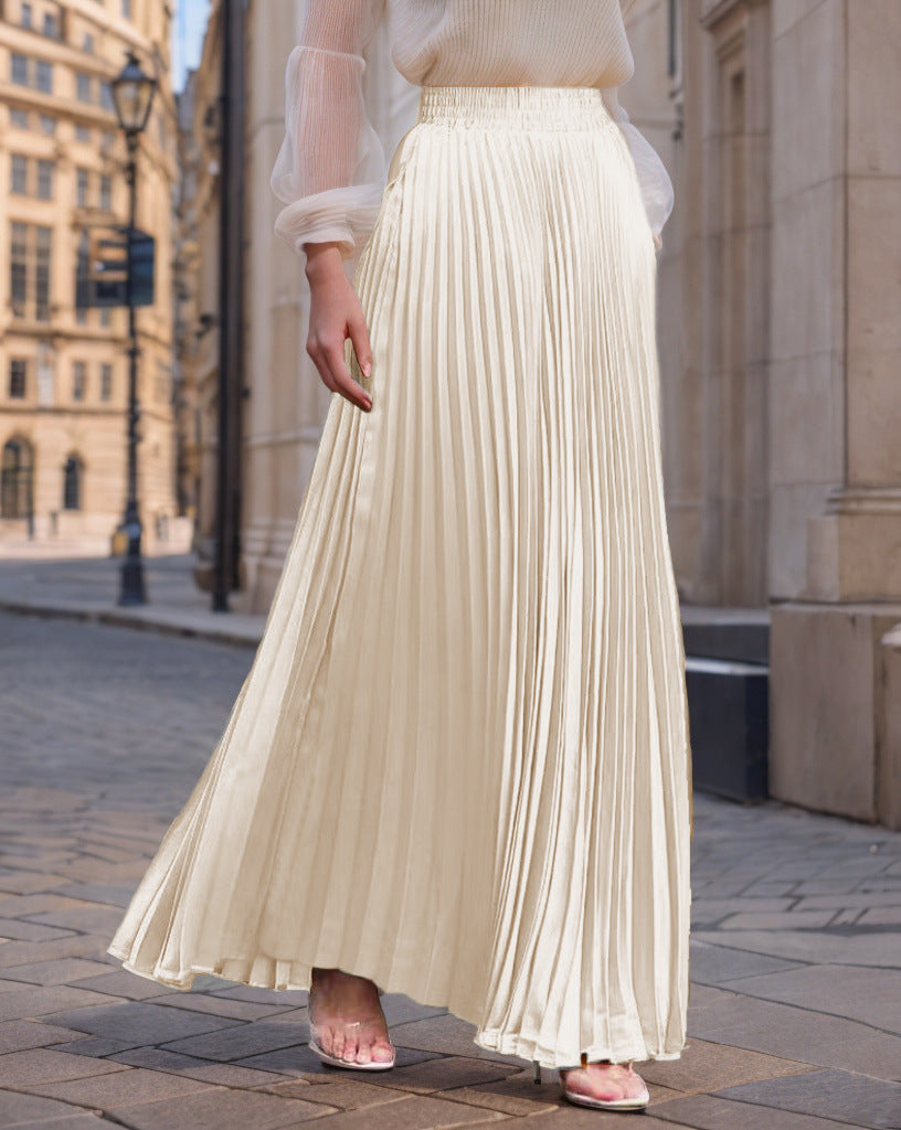 Pleated maxi skirt for women with elastic waist and flowy cut Lune London