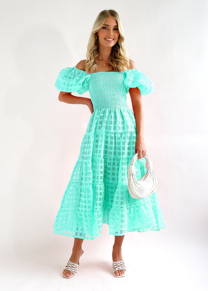 Maxi dress for women with puff sleeves and elastic top Chic & Stil