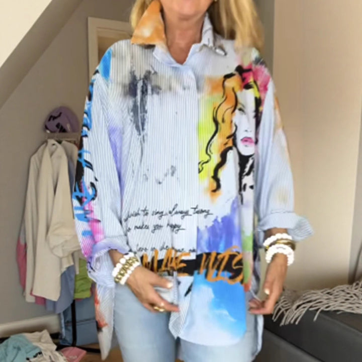 Chemise surdimensionnée pour femmes au design artistique avec un design graphique unique Chic & Stil