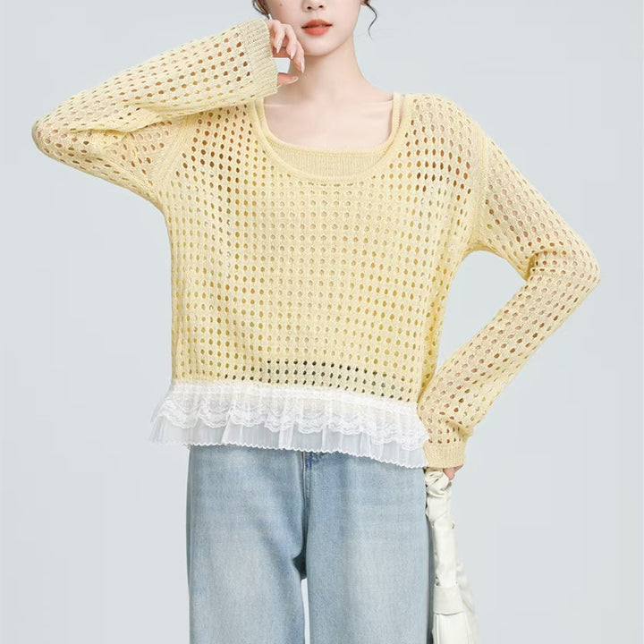 Woman light sweater with ruffle detail Lune London