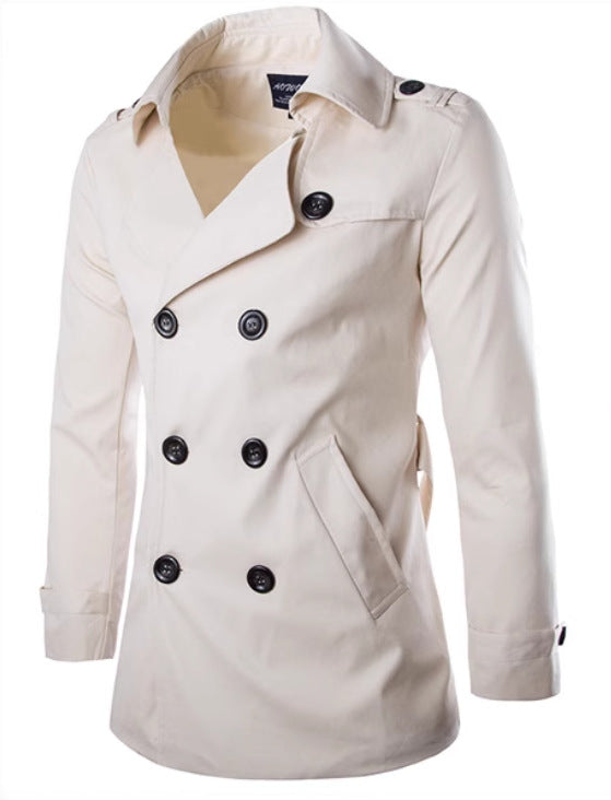 Elegant trench coat for men with double-breasted button closure and side insert pockets Lune London