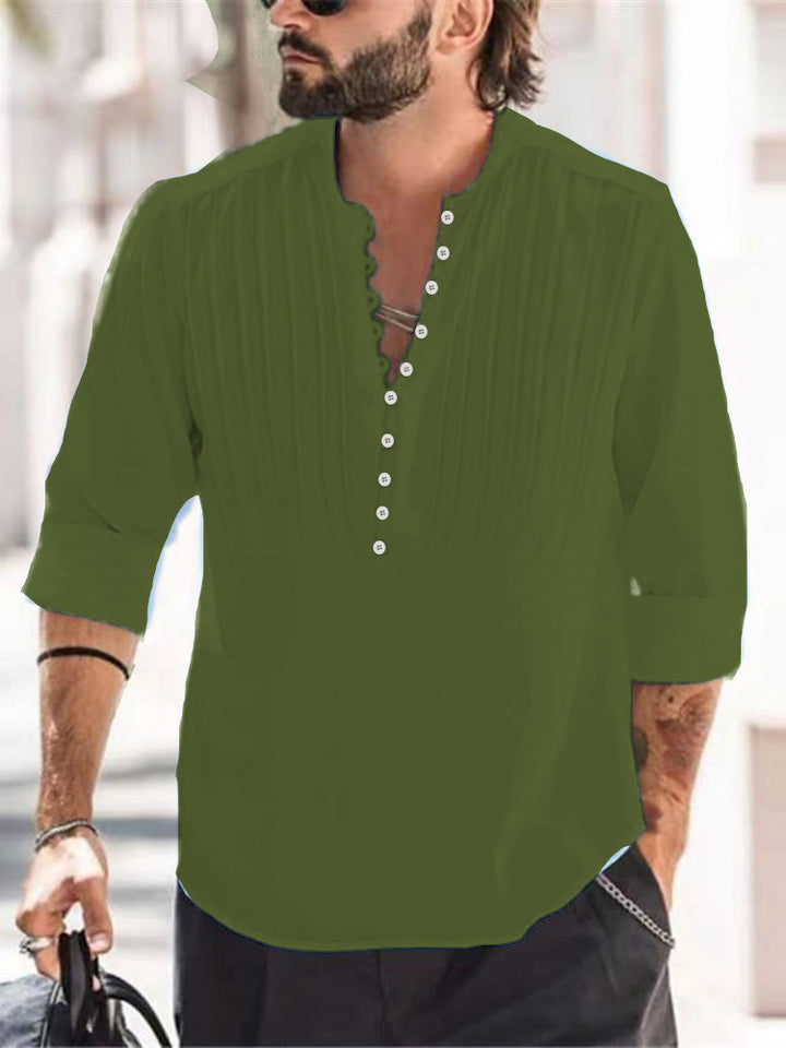 Man Elegant Buttoned Pleated Shirt Lune London