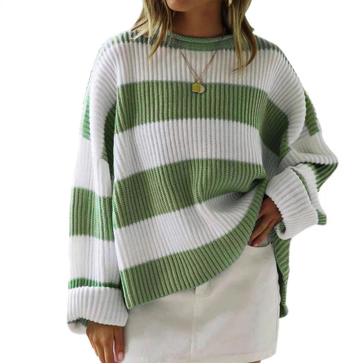 Casual knitted sweater for women with an oversized fit and block stripes Lune London